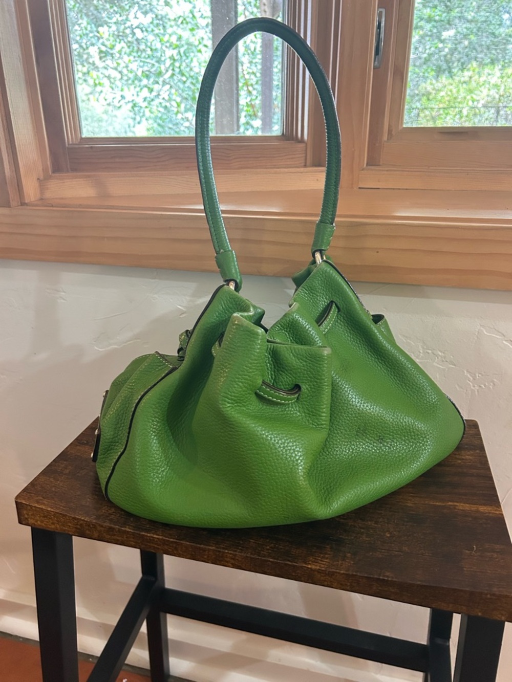 kate spade Bright Green Pebbled Leather Hobo Bag